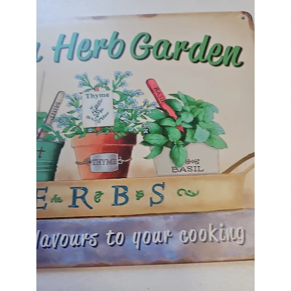Kitchen Herb Garden Rustic-looking Metal‎ Sign Cooking 8X12
